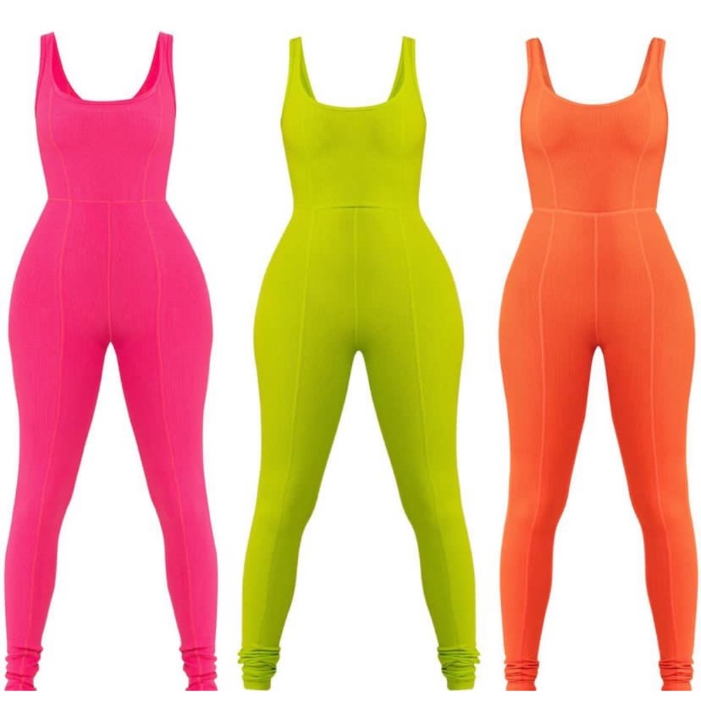 Waydamin Ribbed Jumpsuit Orange